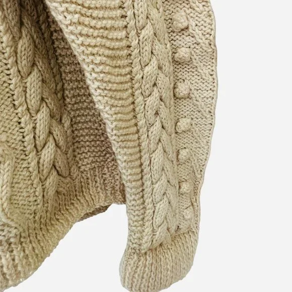 VINTAGE Cable Knit Icelandic-Chunky-hand-knitted-Beige-Fisherman-Sweater… - Picture 4 of 10